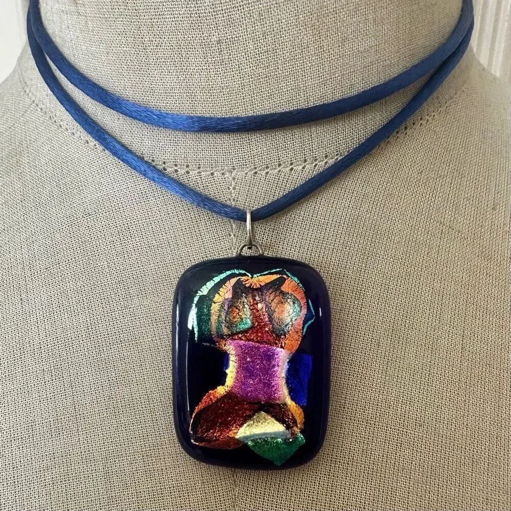 Handmade Dichroic Glass Pendant Necklace